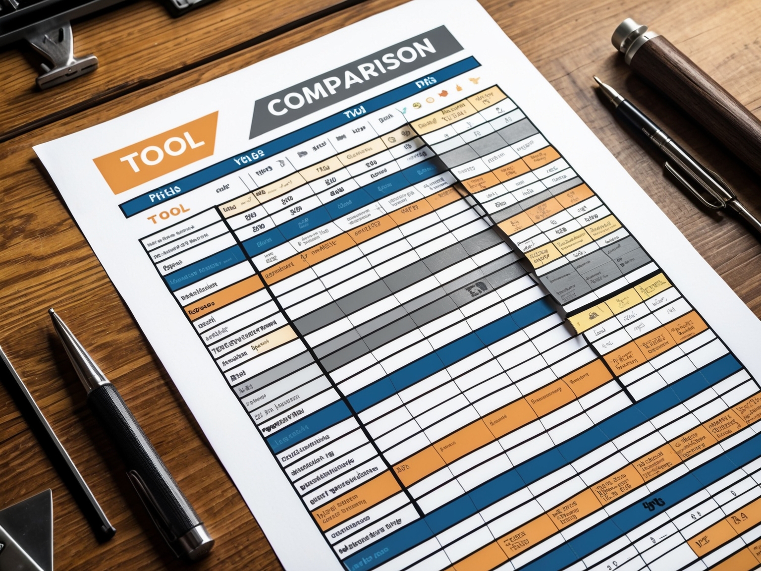 Detailed comparison chart of AI tools