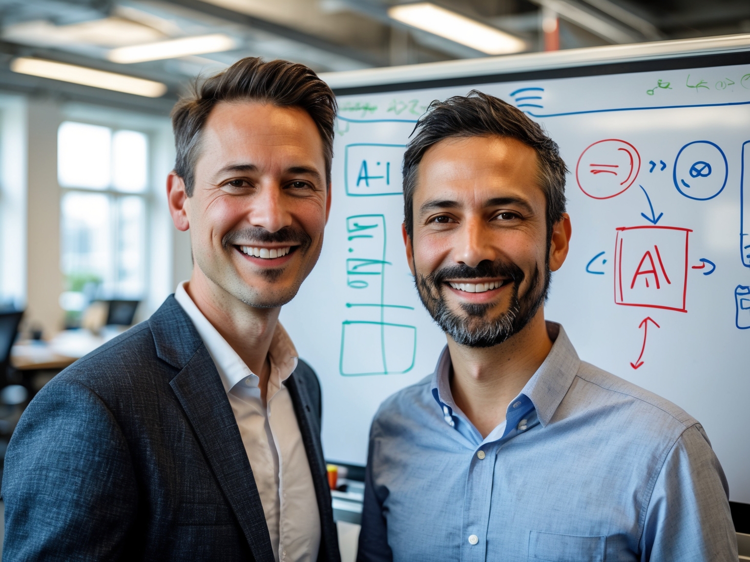 AIVisionHub founders in a tech office