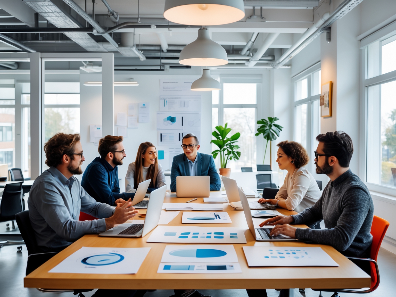 AIVisionHub team collaborating in modern office